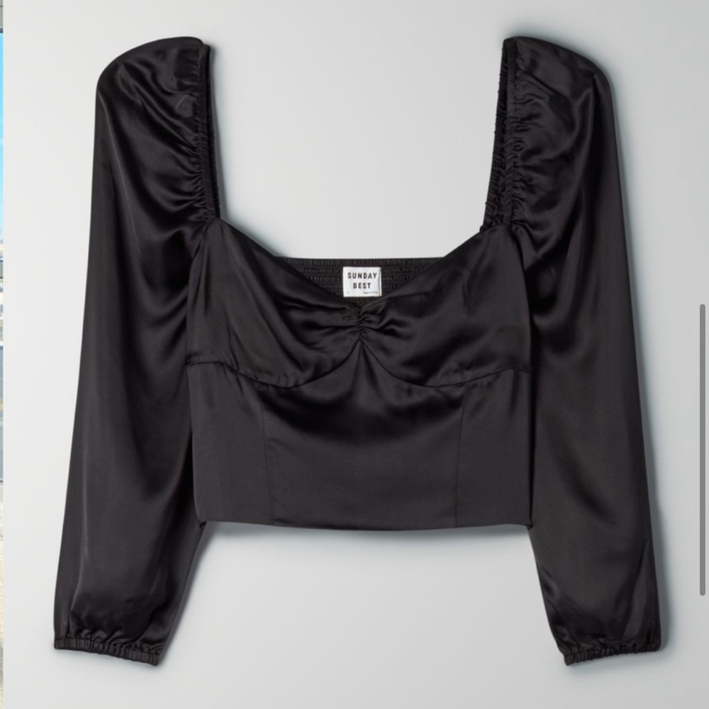 Aritzia Sunday Best Silky Cupro Crop Sweetheart Top
